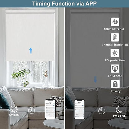 Bringnox No Drill Motorized Blinds with Remote,Blackout Windows,with Apple Homekit,Alexa,Google, with App,Voice Control Custom Size