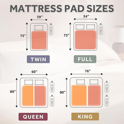 Sunbeam Electric Premium Water Resistant Restful Quilted Heated Mattress Pad, 12 Heat Settings, 12-Hour Selectable Auto Shut-Off, Fast Heating, Cozy Warming Bed, King, 76" x 80"