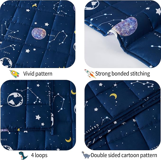 HOSUKKO Weighted Blanket - 2 lbs Navy Starry Sky Heavy Blanket - Small Size Breathable Blanket(20 * 30 inches, 2 lbs)