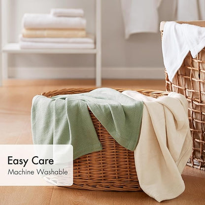 Madison Park Twin Size Blanket, 70% Rayon Bamboo-Based, 30% Cotton, Breathable for Hot Sleepers Menopause, Ultra Soft and Snag-Resistant, Summer Blanket for Bed or Couch, Twin 66"x90", Ivory