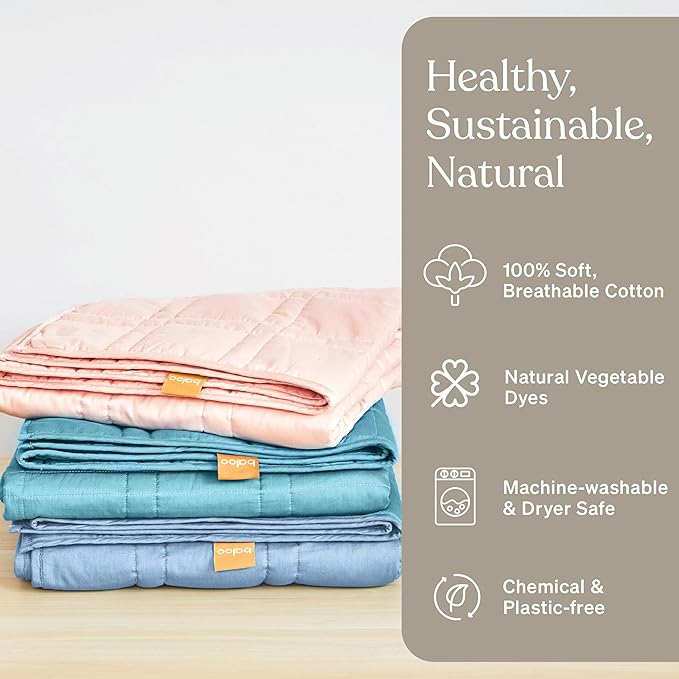 Baloo Weighted Blanket for Kids and Adults (Indigo - 9lbs 40"x60" - Mini Size) | Cooling & 100% Cotton Material | Machine Washable & Dryer Safe | with Glass Microbead Fill