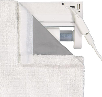 Eclipse Drewton Motorized 100% Blackout Cordless 27 in Wide x 64 in Long Textured Roman Shade in White