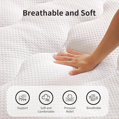 4 inch Dual Layer Full Mattress Topper for Back Pain Relief，2 Inch Cooling Gel Memory Foam Plus 2 Inch Pillow Top Mattress Pad Cover 15% Viscose Made from Bamboo, with 6-16 Inch Deep Pocket (Full)
