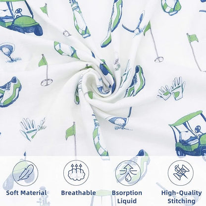 LifeTree Baby Swaddle Blankets, Boys Girls Muslin Swaddling Wrap Receiving Blanket for Newborn, 70% Viscose from Bamboo and 30% Cotton, Large 47" x 47", Golf Pattern Blanket