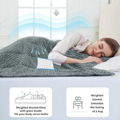 Alomidds Weighted Blanket (60"x80",20lbs Queen Size - Grey), Weighted Blankets for Adults, Breathable Soft and Comfort Minky, Heavy Blanket Microfiber Material with Glass Beads
