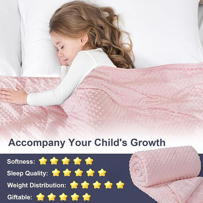 Alomidds Weighted Blanket, Luxury Velvet Weighted Blankets for Adults and Kids,Warm and Breathable Soft and Comfort Minky, Cute Heavy Blanket with Premium Glass Beads (36"x48" 5LBS, Pink)