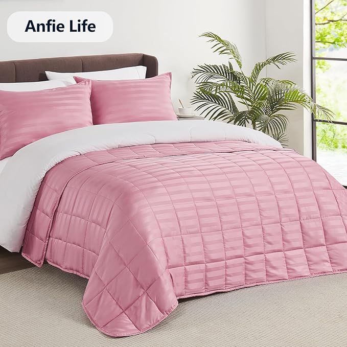Weighted Blanket Queen/King Size (80"x87" 17lbs),Ultra Soft and Cozy Cooling Weighted Blanket for Adult,Heavy Blanket with Machine Washable Soft Blanket, Pink