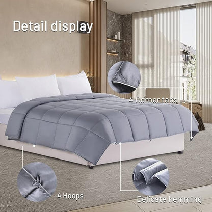NEXHOME PRO Cooling Comforter King, Organic Natural Duvet Insert, Summer Lightweight Cooling Blanket, Bedding Down Alternative Cool Comforters for Hot Sleepers, 8 Corner Tabs, Grey 90" x 108"