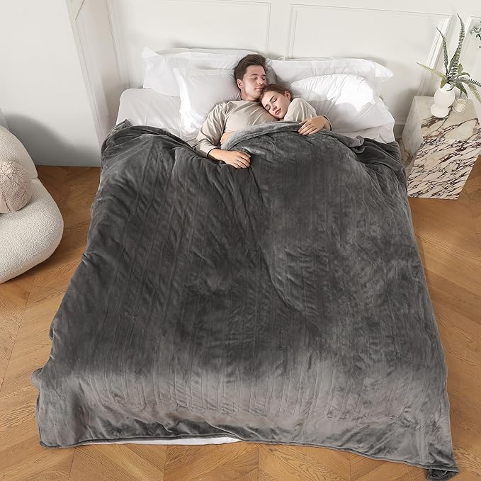 Heated Blanket King Size, Soft Cozy Upgraded Flannel Electric Blanket Dual Control with 5 Heating Levels & 10 Hours Auto Off, Fast Heating & ETL & FCC Certification, 100" x 90", Silver Gray