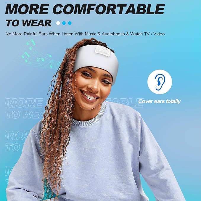 LC-dolida Sleep Headphones Bluetooth 5.4 | Headband Headphones Earphones Wireless | Sleep Mask for Sleeping, Sports, Gifts, Workout, Jogging, Yoga,Insomnia, Air Travel, Meditation