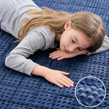 yescool Twin Size Weighted Blanket for Adults 12 Pounds Blue Cooling Weighted Heavy Blanket, Minky Throw Blankets Warm Weighted Comforter, Big Washable Thick Blankets Gift for 100-150lbs, 48 * 72in