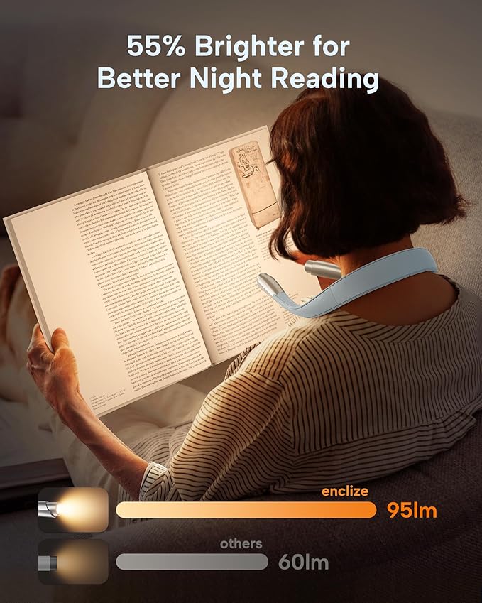LED Neck Reading Light, Book Light for Reading in Bed, 3 Colors, 9 Brightness Levels, Lightweight Comfortable Design, Long Lasting, Perfect for Knitting,Crafting,Camping, Blue