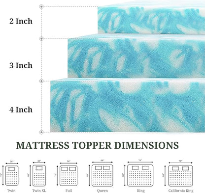 Memory Foam Mattress Topper King - 4 Inch Gel Infused Bed Toppers, Pressure Relief Mattress Pad, CertiPUR-US Certified