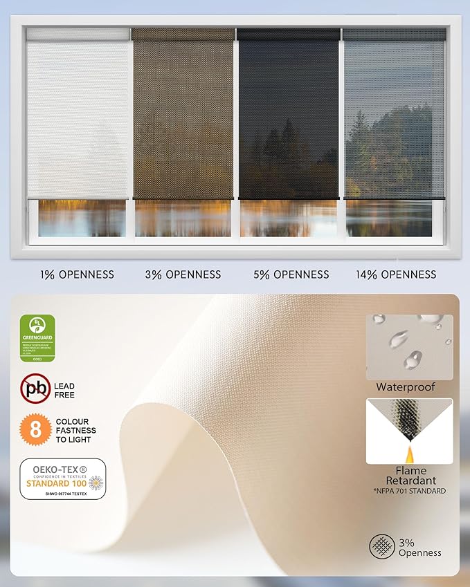 Yoolax Motorized Solar Shades, Light Filtering Motorized Blinds with Remote Smart Blinds Compatible Flame Retardant Roller Shades for Windows Home Office Custom Size (3% Openness Soft Beige)