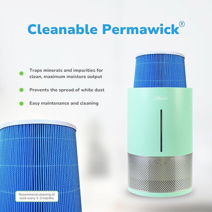 HHE150 Hunter Aspire 4.8L Evaporative Humidifier with PermaWick Filter (4.8L) - Remove Contaminants & White Dust for Clean Mist & Air – Medium Humidifier for Home, Bedroom, or Dorm - Aqua