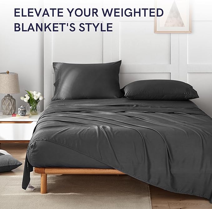 YnM Exclusive Cooling Duvet Cover for Weighted Blankets (Dark Grey, 80''x87'')