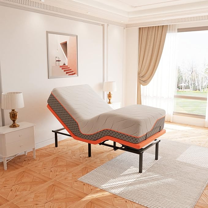 ESHINE Adjustable Bed Frame Twin XL + Memory Foam Hybrid 14 Inch Mattress(Medium Soft), Adjustable Bed with Mattress, Bluetooth App Control, 5 Minutes Installation, Head and Foot Incline, 2000 Series
