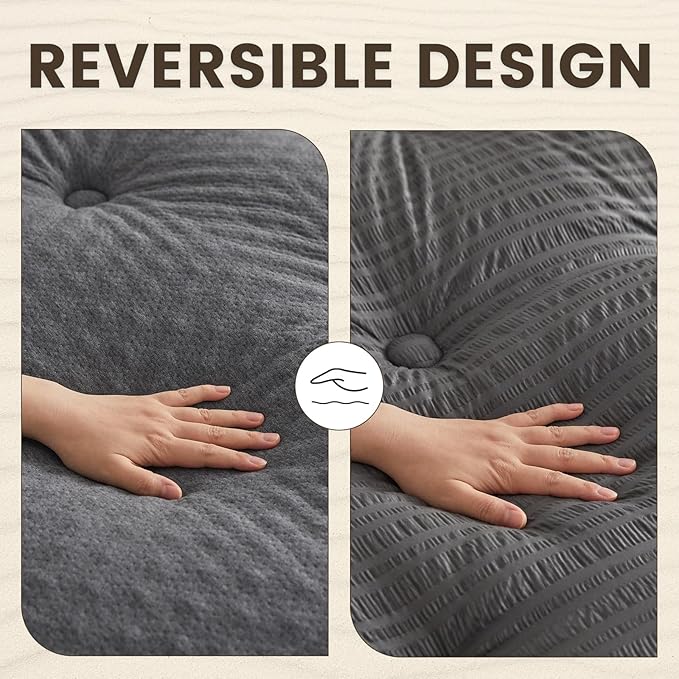 QUIETSEA Reversible Sofa Full Mattress Pad Memory Foam Mattress Topper, Bamboo Viscose Egg Crate Mattress Topper Sofa Full,Noiseless Waterproof Mattress Cover with Deep Pocket up to 21"(54"x72",Grey)