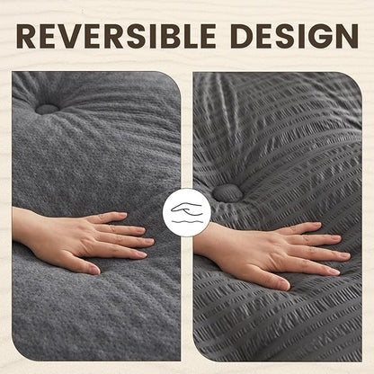 QUIETSEA Reversible Sofa Full Mattress Pad Memory Foam Mattress Topper, Bamboo Viscose Egg Crate Mattress Topper Sofa Full,Noiseless Waterproof Mattress Cover with Deep Pocket up to 21"(54"x72",Grey)