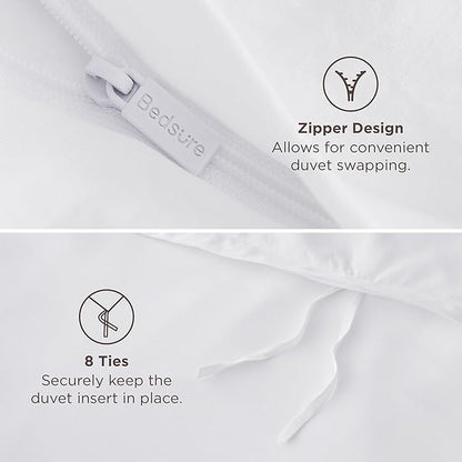 Bedsure Duvet Cover Full Size - Only Includes 1 Duvet Cover (80"x90"), Hotel Luxury Soft Double Brushed All Season Bedding for Kids & Adults, Zipper Closure, NO Comforter, White