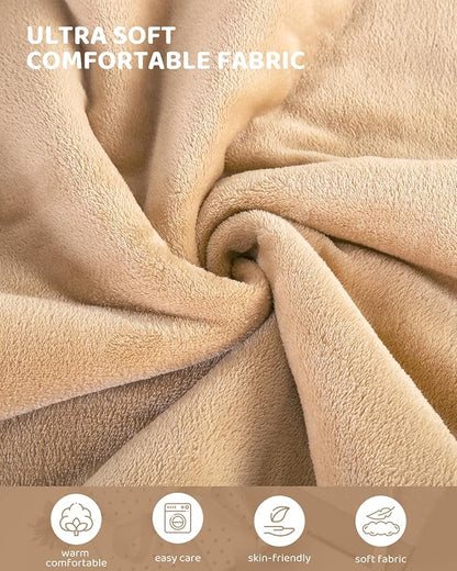 Heated Blanket Electric Blanket Twin Size, Super Soft Cozy Upgraded Flannel Heating Blanket with 9 Heating Levels & 1-9 Hours Auto Off, Fast Heat & Overheat Protection, 62" x 84", Khaki