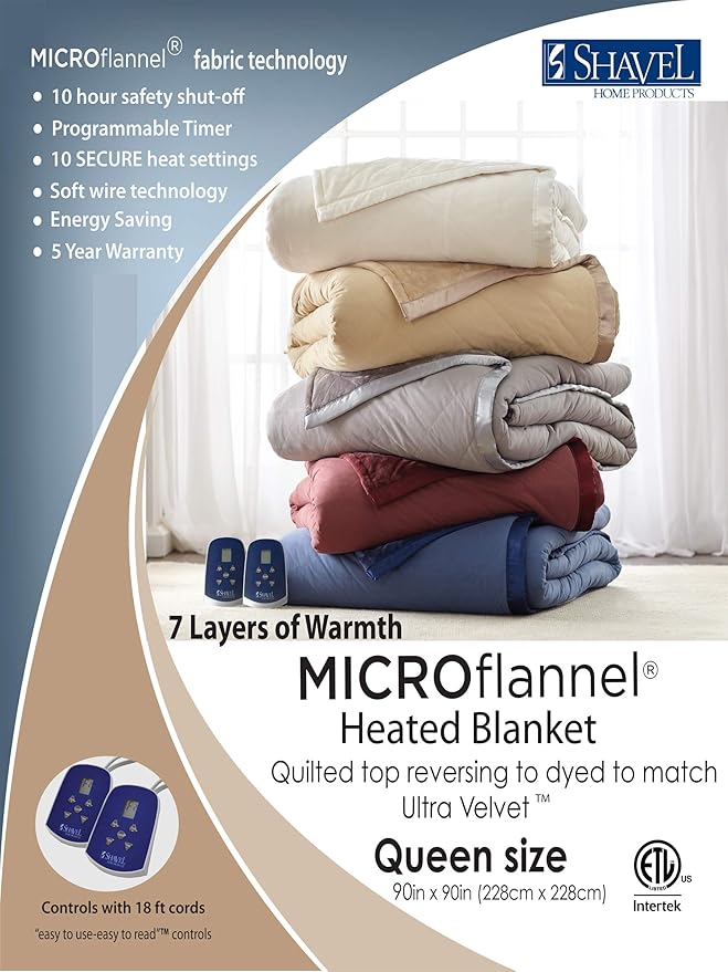 Thermee Micro Flannel Blanket Queen Size Heated Blanket with 10 Settings, Programable Heating Blanket, Luxuriously Soft Heated Throw Blanket, Rapid Heating Thermal Blanket, Warm Blanket - Ultramarine