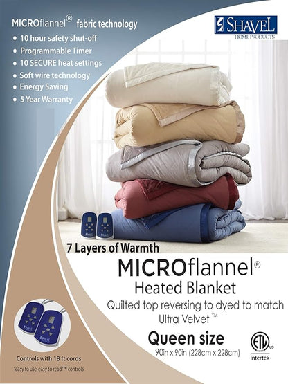 Thermee Micro Flannel Blanket Queen Size Heated Blanket with 10 Settings, Programable Heating Blanket, Luxuriously Soft Heated Throw Blanket, Rapid Heating Thermal Blanket, Warm Blanket - Ultramarine