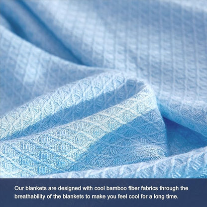 DANGTOP Cooling Blankets, 100% Rayon Derived from Bamboo, Absorbs Body Heat to Keep Cool on Warm Night, Ultra-Cool Lightweight Blanket(79x91 inches, Blue)