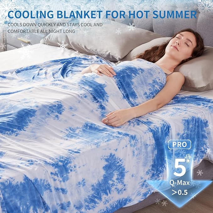 Guohaoi Cooling Blanket (90"x90"Queen Size) for Hot Sleepers and Night Sweats,Decortive Tie Dye,Arc-Chill Q-Max >0.5Cool Fiber,Ultra Cold Breathable,Comfortable,Keep Cool,All-Season