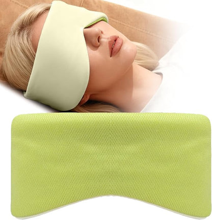 Sleep Mask for Women Men, Reversible Eye Mask Sleeping with Cozy & Cooling Sides, Adjustable Velcro Band, Blackout Face-Hugging Padded Eye Cover for Sleeping Travel Office, Cyan/Yellow