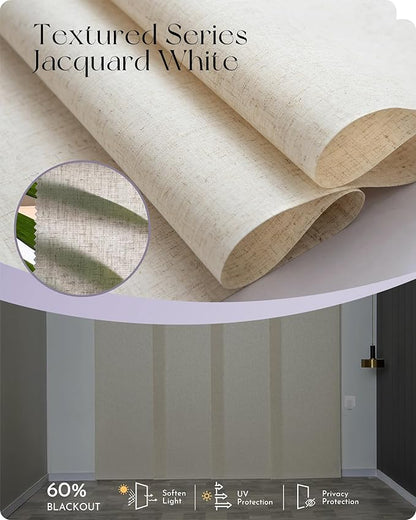 Graywind Motorized Sliding Panels Light Filtering Compatible with Alexa Google Smart Panel Track Blinds Remote Control for Patio Sliding Door (Dimout Linen Beige)