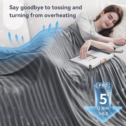 Guohaoi Cooling Throw Blanket for Hot Sleepers,Arc-Chill Q-Max >0.5 Cool Fiber,100% Oeko-Tex Certified Lightweight Summer Cool Blanket for Travel/Outdoor Ultra Cold Breathable,50''x70''