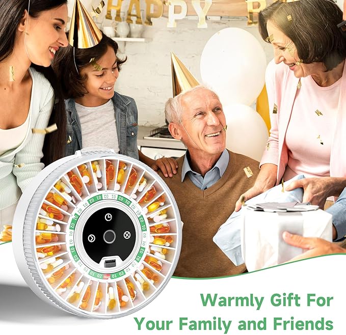 Zoksi Premium 31-Slot Automatic Pill Dispenser with Fingerprint & Key Lock, Smart Medication Organizer with Alarm & Light, Electronic Pill Organizer for Elderly & Forgetfulness(Green)