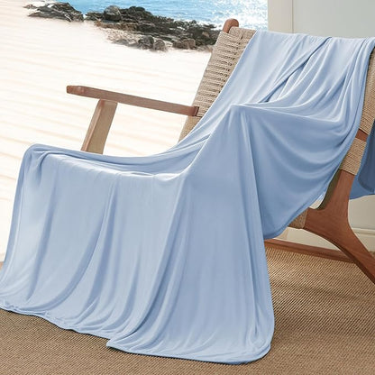 Bedsure Blue Cooling Blanket for Hot Sleepers - Summer Cold Throw Blanket for Bed, Arc-Chill Lightweight Summer Bedding, Cool Thin Ice Cold Cooled Throws with Rayon Derived from Bamboo, 50x70