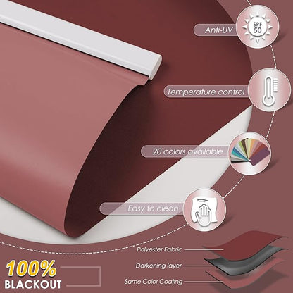 Allesin Motorized Roller Shade Blinds Compatible with Alexa for Window, Blackout Smart Shades Cordless with Remote Control, Electric Automated Blinds, Customized Size, Lithium Battery Motor(Dark Red)