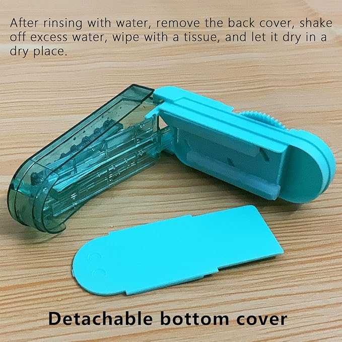 Johnbee Pill Cutter Splitter for Small and Tiny Pills, Larger Pills. Adjustable Pill Splitter Accurately Cuts Multiple Pills at Once. Sharp Blade with Safety Guard. Non-Slip Silicone Edge (Lake Blue)