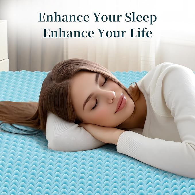 4 Inch Queen Size Mattress Topper, Memory Foam Mattress Topper Queen Size with Cooling Gel Egg Crate Matress Toppers, Breathable, CertiPUR-US Certified Dorm Essentials for College, RV,Apartment