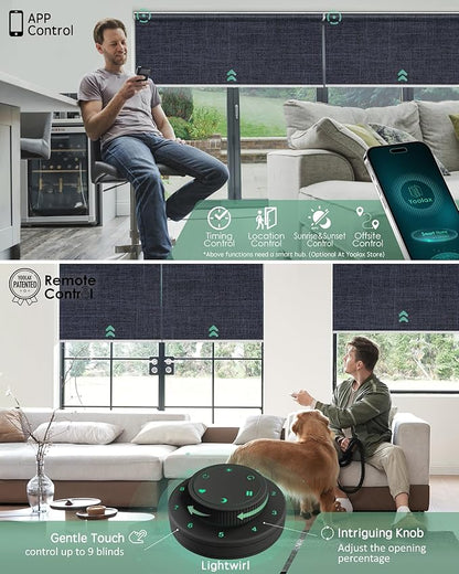 Yoolax Motorized Blinds with Remote, Blackout Smart Blinds for Windows Motorized Roller Shades, Automatic Window Shades Work with Alexa Custom Size (Blackout-Fabric Navy Blue)