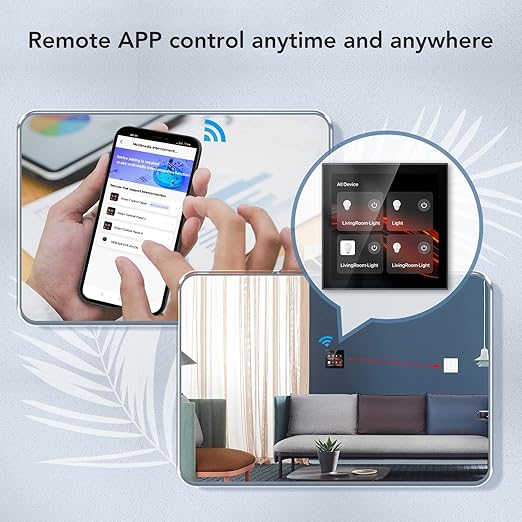 Smart Switch Smart Light Switch Scene Wall Switch Panel 100 to 240V with 4 Inch Touch Screen and Voice Control for Smart Home Control (Compatible with ZigBee and BT Devices)