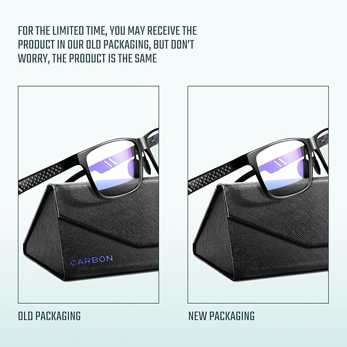 Carbon Blue Light Blocking Glasses Men for Computer, Gaming, Metal Frame Green Light Protection Night Driving Glasses for Man