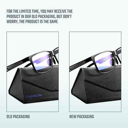 Carbon Blue Light Blocking Glasses Men for Computer, Gaming, Metal Frame Green Light Protection Night Driving Glasses for Man