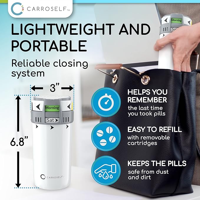 Pill Dispenser Set - Medication Dispenser & Box to Go with Pill Cutter, Medicine Storage Locked Pill Dispenser for Elderly - Travel-Friendly Medicine Pills Organizers
