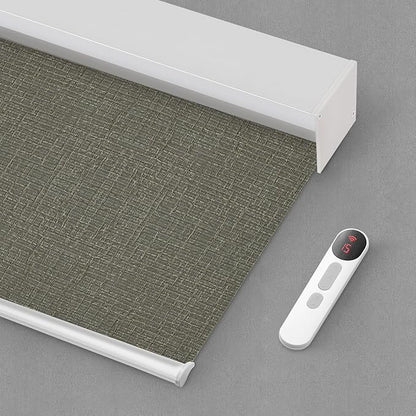 Bringnox Motorized Blinds with Remote,100% Blackout Smart Roller Blinds Compatible with Apple Homekit Google Home and Alexa Via HUB,and Customized (Safari Smoke-19)