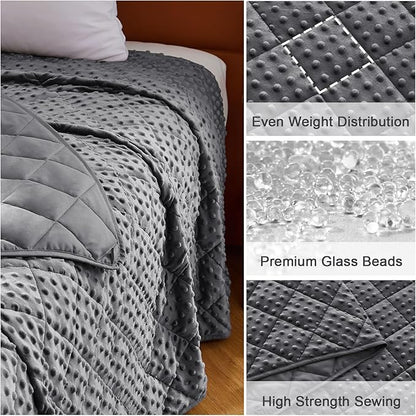 Grey Weighted Blanket for Adults 15lbs, 48"x72", Twin Full Size Cooling Minky Heavy Throw Blanket for 120-160lbs, Soft Winter Thick Big Blankets Weighted Comforter Gift for Sleeping