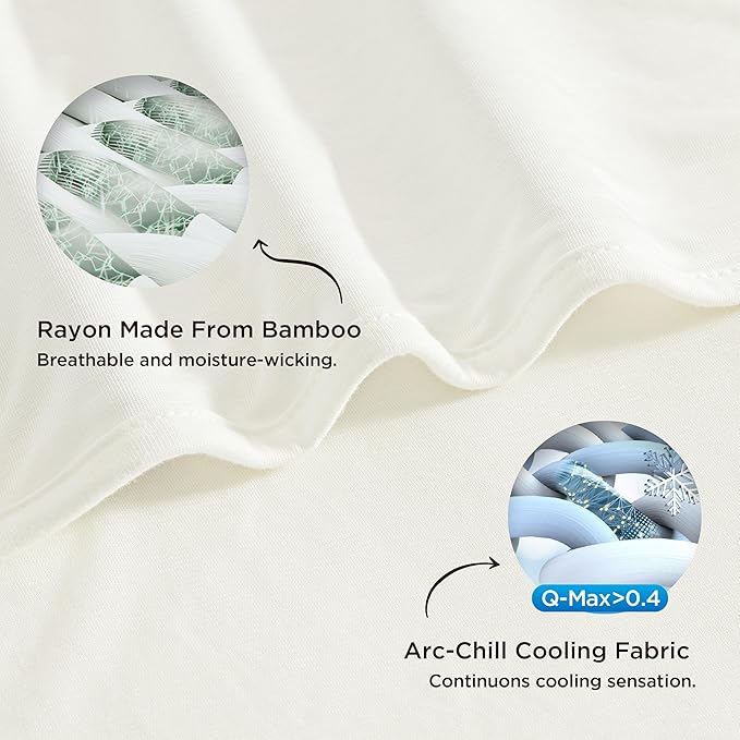 Bedsure Off White Cooling Blanket Twin XL for Hot Sleepers - Summer Cold Blanket with Rayon Derived from Bamboo for Twin Size Bed, Ice Cool Cold Lightweight Arc-Chill Thin Summer Bedding, 60x90