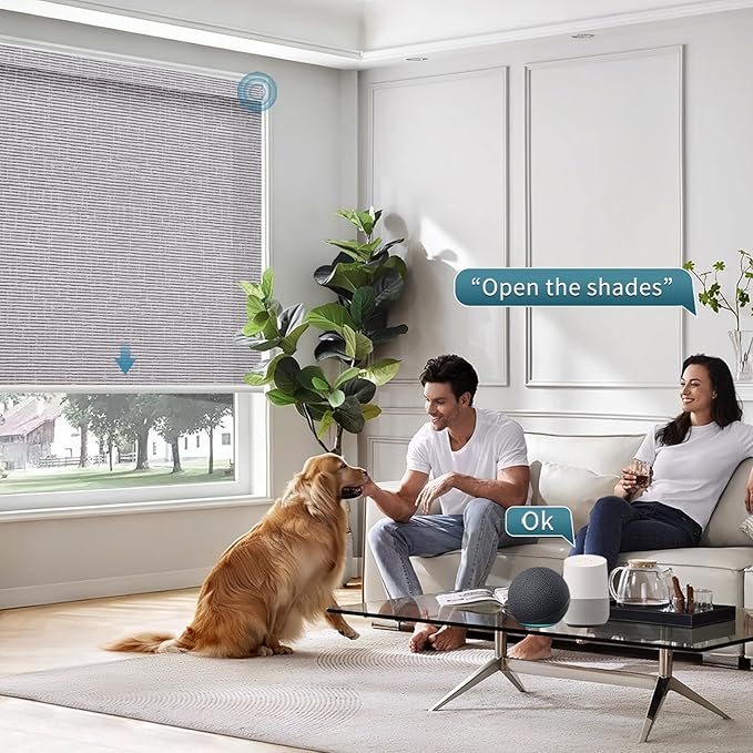 Motorized Roller Shades,70% Blackout Motorized Light Filtering Shades Compatible with Homekit Alexa Google,Smart Blind with Remote,Electric Shades for Home Office,Texure Rock Grey