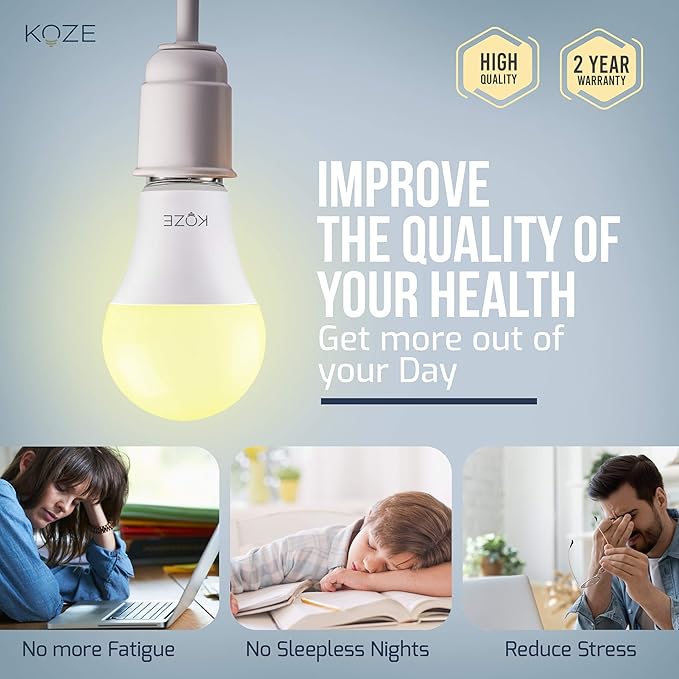 KOZE Sleep Light Bulb 1 Pack Amber Lights Blue - Blocking LED Light Bulb - 1600K Color Temp w/No Blue Light - Sleep Aid for Baby Nursery Light, 3.5 watt
