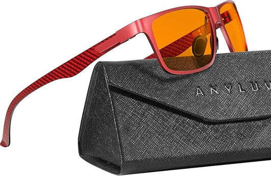 ANYLUV Blue Light Blocking Glasses Men Computer Gaming Glasses Lightweight Al-Mg Metal Anti Eyestrain Eye Protection