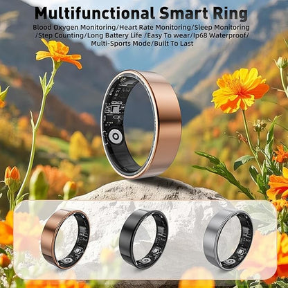 Smart Ring with Sleep Monitoring, Step Counting, Heart Rate, Blood Oxygen for iPhone and Android, No Subscription Fee, IP68 Waterproof Health Tracker (Silver, 11)