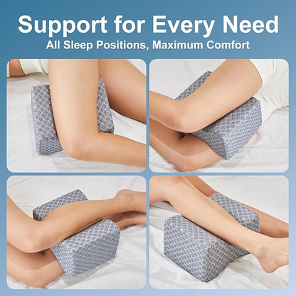 Knee Pillow for Side Sleepers,Leg Pillow for Sciatica,Back,HIPS,Knees,Joints Pain Relief,Pillows for Between Legs While Sleeping Spine Alignment Support & Relieves Pressure,Non-Strap,Gray